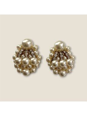 Vintage Faux Pearl & Rhinestone Shoe Clips Bridal Wedding Accessories Elegant Sp